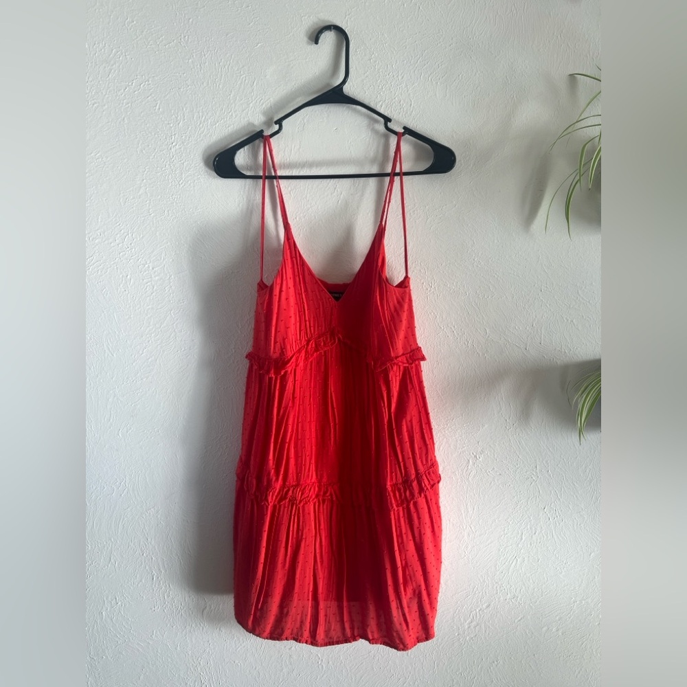 Express Clip Dot Red Dress - Size XS